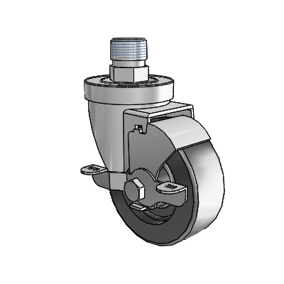 30 Series Pipe Thread Stem Zinc Swivel Caster with 3.5 x 1.25 Hi-Temp Resin Wheel and VertiLoc Brake