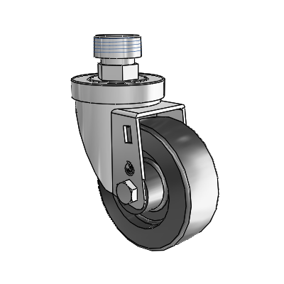 30 Series Pipe Thread Stem Zinc Swivel Caster with 3.5 x 1.25 Hi-Temp Resin Wheel