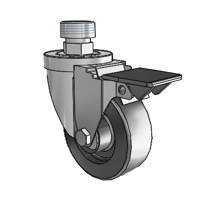 30 Series Pipe Thread Stem Zinc Swivel Caster with 3.5 x 1.25 Hi-Temp Resin Wheel and PosiLoc Brake