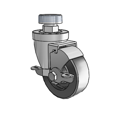 30 Series Pipe Thread Stem Zinc Swivel Caster with 3.5 x 1.25 Hi-Temp Resin Wheel and VertiLoc Brake