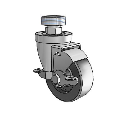 30 Series Pipe Thread Stem Zinc Swivel Caster with 3.5 x 1.25 Hi-Temp Resin Wheel and VertiLoc Brake