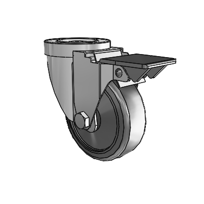 30 Series Hollow Kingpin Zinc Swivel Caster with 3.5 x 1.25 Cushion Rubber Wheel and PosiLoc Brake
