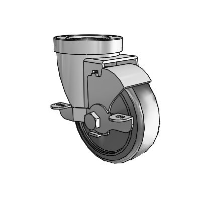 30 Series Hollow Kingpin Zinc Swivel Caster with 3.5 x 1.25 Cushion Rubber Wheel and VertiLoc Brake