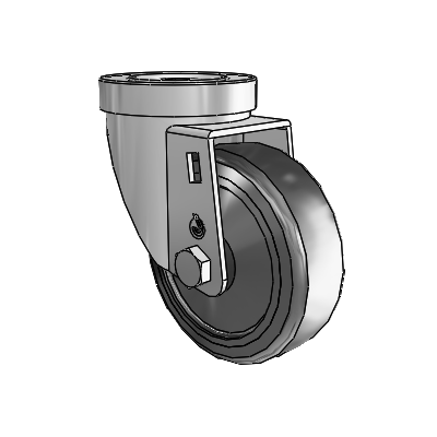 30 Series Hollow Kingpin Zinc Swivel Caster with 3.5 x 1.25 Hard Rubber Wheel