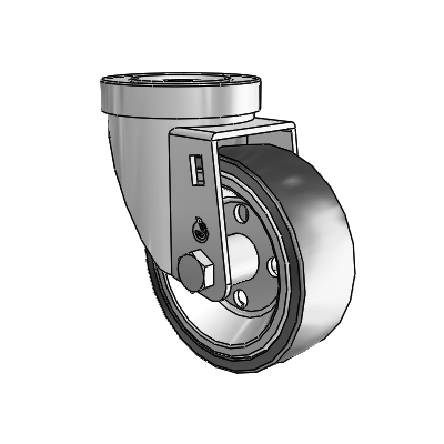 30 Series Hollow Kingpin Zinc Swivel Caster with 3.5 x 1.25 Welded Disc Rubber (Black) Wheel