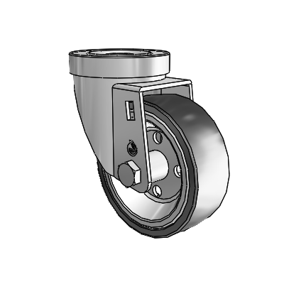 30 Series Hollow Kingpin Zinc Swivel Caster with 3.5 x 1.25 Welded Disc Rubber (Black) Wheel