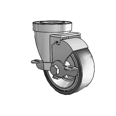 30 Series Hollow Kingpin Zinc Swivel Caster with 3.5 x 1.25 Welded Disc Rubber (Black) Wheel and VertiLoc Brake