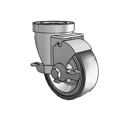 30 Series Hollow Kingpin Zinc Swivel Caster with 3.5 x 1.25 Welded Disc Polyurethane Wheel and VertiLoc Brake