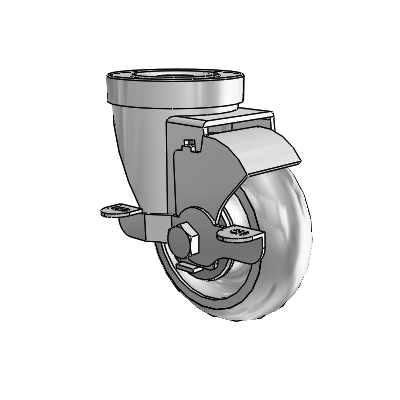 30 Series Hollow Kingpin Zinc Swivel Caster with 3.5 x 1.25 Advantage TPR (Round) Wheel and VertiLoc Brake
