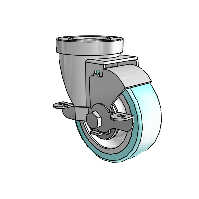 30 Series Hollow Kingpin Zinc Swivel Caster with 3.5 x 1.25 Advantage Health Wheel and VertiLoc Brake
