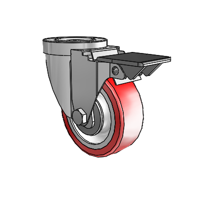 30 Series Hollow Kingpin Zinc Swivel Caster with 3.5 x 1.25 Advantage Heat (Flat) Wheel and PosiLoc Brake