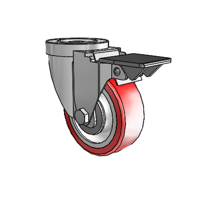 30 Series Hollow Kingpin Zinc Swivel Caster with 3.5 x 1.25 Advantage Heat (Flat) Wheel and PosiLoc Brake