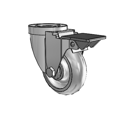 30 Series Hollow Kingpin Zinc Swivel Caster with 3.5 x 1.25 Advantage TPR (Round) Wheel and PosiLoc Brake