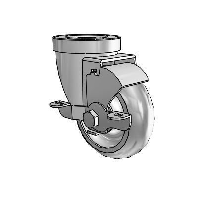 30 Series Hollow Kingpin Zinc Swivel Caster with 3.5 x 1.25 Advantage TPR (Round) Wheel and VertiLoc Brake
