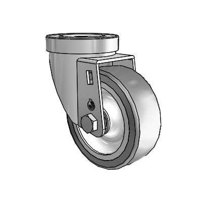 30 Series Hollow Kingpin Zinc Swivel Caster with 3.5 x 1.25 Advantage TPR (Flat) Wheel
