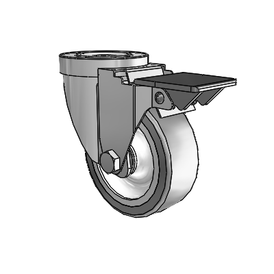 30 Series Hollow Kingpin Zinc Swivel Caster with 3.5 x 1.25 Advantage TPR (Flat) Wheel and PosiLoc Brake