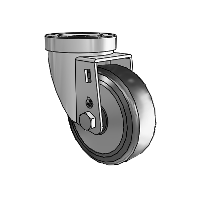 30 Series Hollow Kingpin Zinc Swivel Caster with 3.5 x 1.25 Cushion Rubber (+ Side Plates) Wheel