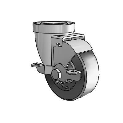 30 Series Hollow Kingpin Zinc Swivel Caster with 3.5 x 1.25 Polyolefin Wheel and VertiLoc Brake