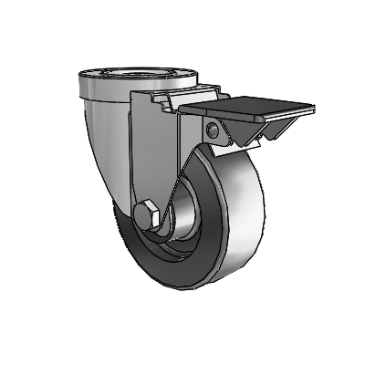 30 Series Hollow Kingpin Zinc Swivel Caster with 3.5 x 1.25 Hi-Temp Resin Wheel and PosiLoc Brake