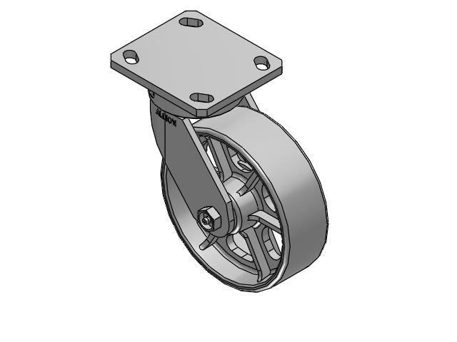 110 Series Kingpinless Top Plate Swivel Caster with 6 x 2 Grey Enamel CA - Cast Iron Wheel