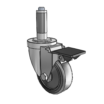 30 Series Expanding Adapter Zinc Swivel Caster with 3.5 x 1.25 Hard Rubber Wheel PosiLoc