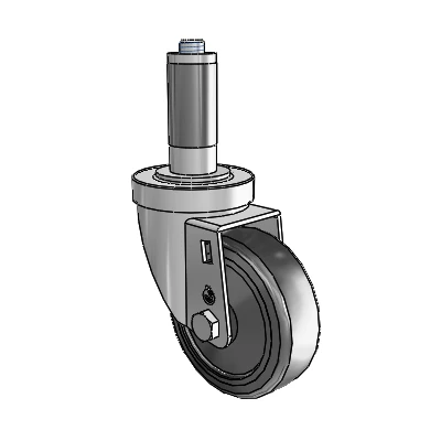 30 Series Expanding Adapter Zinc Swivel Caster with 3.5 x 1.25 Hard Rubber Wheel