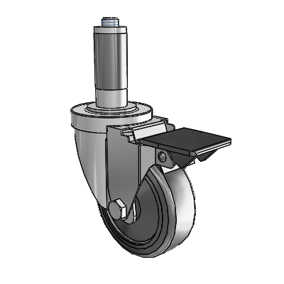 30 Series Expanding Adapter Zinc Swivel Caster with 3.5 x 1.25 Hard Rubber Wheel PosiLoc