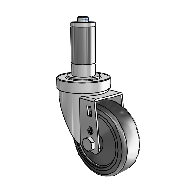 30 Series Expanding Adapter Zinc Swivel Caster with 3.5 x 1.25 Hard Rubber Wheel