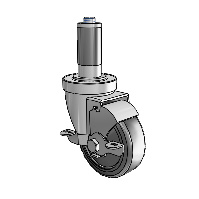 30 Series Expanding Adapter Zinc Swivel Caster with 3.5 x 1.25 Hard Rubber Wheel VertiLoc