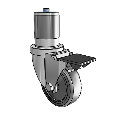 30 Series Expanding Adapter Zinc Swivel Caster with 3.5 x 1.25 Hard Rubber Wheel PosiLoc