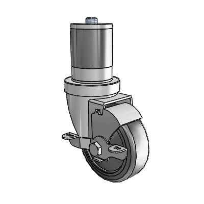 30 Series Expanding Adapter Zinc Swivel Caster with 3.5 x 1.25 Hard Rubber Wheel VertiLoc