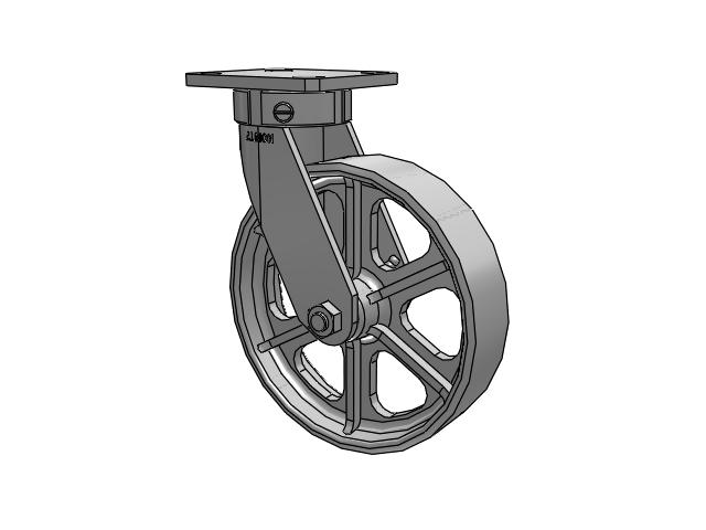 110 Series Kingpinless Top Plate Swivel Caster with 8 x 2 Grey Enamel CA - Cast Iron Wheel
