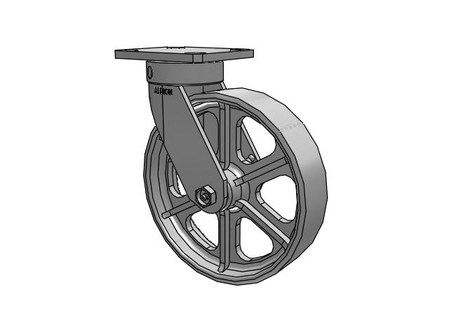 110 Series Kingpinless Top Plate Swivel Caster with 8 x 2 Grey Enamel CA - Cast Iron Wheel