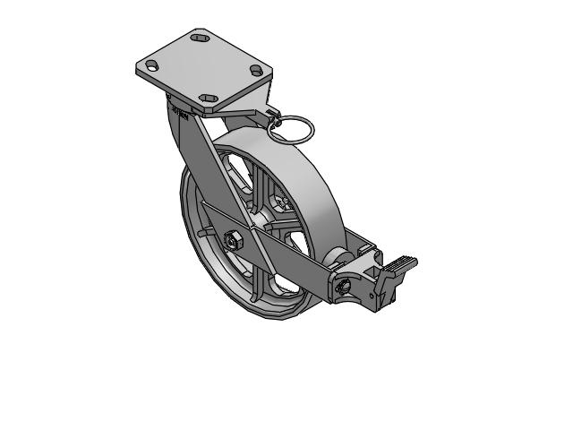 110 Series Kingpinless Top Plate Swivel Caster with 8 x 2 Grey Enamel CA - Cast Iron Wheel and Face Brake