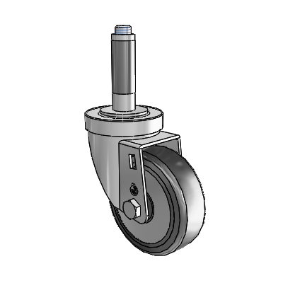 30 Series Expanding Adapter Zinc Swivel Caster with 3.5 x 1.25 Hard Rubber (+ Side Plates) Wheel
