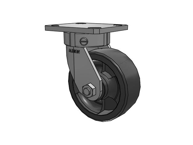 110 Series Kingpinless Top Plate Swivel Caster with 5 x 2 Dark Grey Nylon DT - Heavy Duty Glass-Filled Nylon Wheel