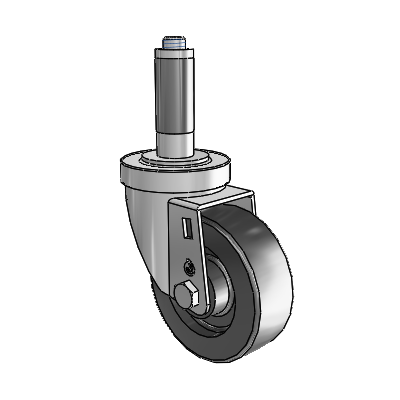 30 Series Expanding Adapter Zinc Swivel Caster with 3.5 x 1.25 Polyolefin Wheel