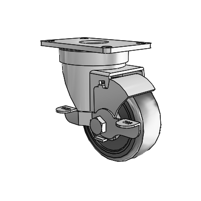 30 Series Top Plate Zinc Swivel Caster with 3 x 1.25 Cushion Rubber Wheel and VertiLoc Brake