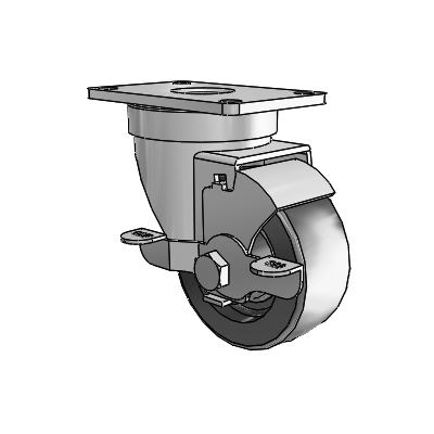 30 Series Top Plate Zinc Swivel Caster with 3 x 1.25 Polyolefin Wheel and VertiLoc Brake