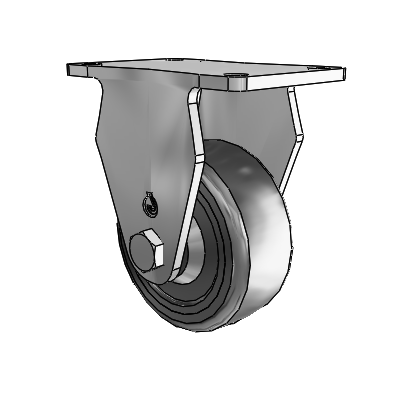 30 Series Top Plate Zinc Rigid Caster with 3 x 1.25 Hard Rubber Wheel