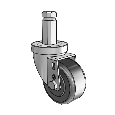 30 Series Square Stem Zinc Swivel Caster with 3 x 1.5 Phenolic Wheel
