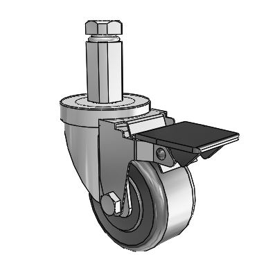 30 Series Square Stem Zinc Swivel Caster with 3 x 1.5 Phenolic Wheel and PosiLoc Brake