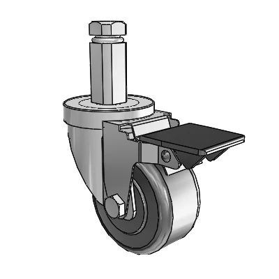 30 Series Square Stem Zinc Swivel Caster with 3 x 1.5 Phenolic Wheel and PosiLoc Brake