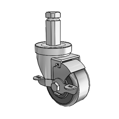 30 Series Square Stem Zinc Swivel Caster with 3 x 1.5 Phenolic Wheel and VertiLoc Brake