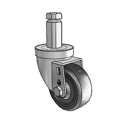 30 Series Square Stem Zinc Swivel Caster with 3 x 1.25 Hard Rubber Wheel