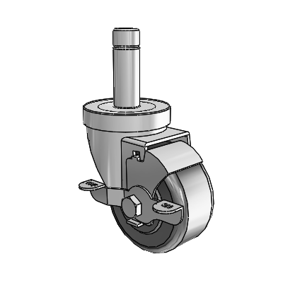 30 Series Grip Ring Zinc Swivel Caster with 3 x 1.5 Phenolic Wheel and VertiLoc Brake