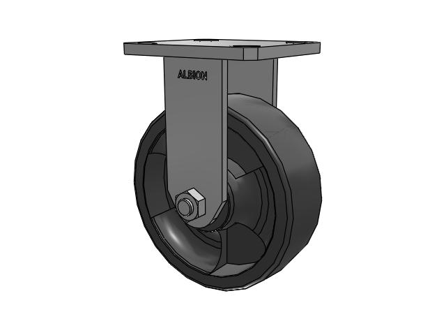 110 Series Kingpinless Top Plate Rigid Caster with 6 x 2 Dark Grey Nylon DT - Heavy Duty Glass-Filled Nylon Wheel