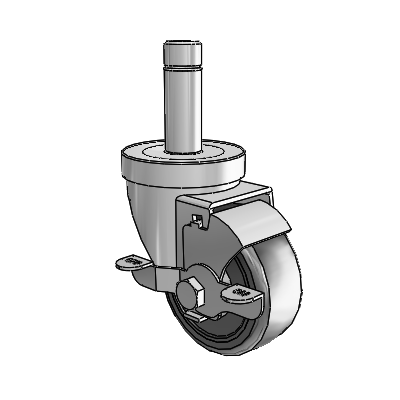 30 Series Grip Ring Zinc Swivel Caster with 3 x 1.25 Cushion Rubber Wheel and VertiLoc Brake