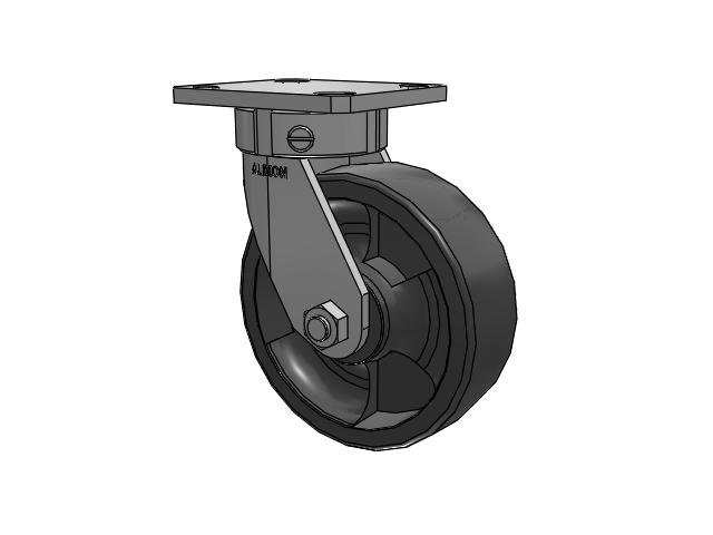 110 Series Kingpinless Top Plate Swivel Caster with 6 x 2 Dark Grey Nylon DT - Heavy Duty Glass-Filled Nylon Wheel