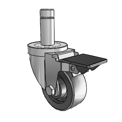 30 Series Grip Ring Zinc Swivel Caster with 3 x 1.25 Polyolefin Wheel and PosiLoc Brake